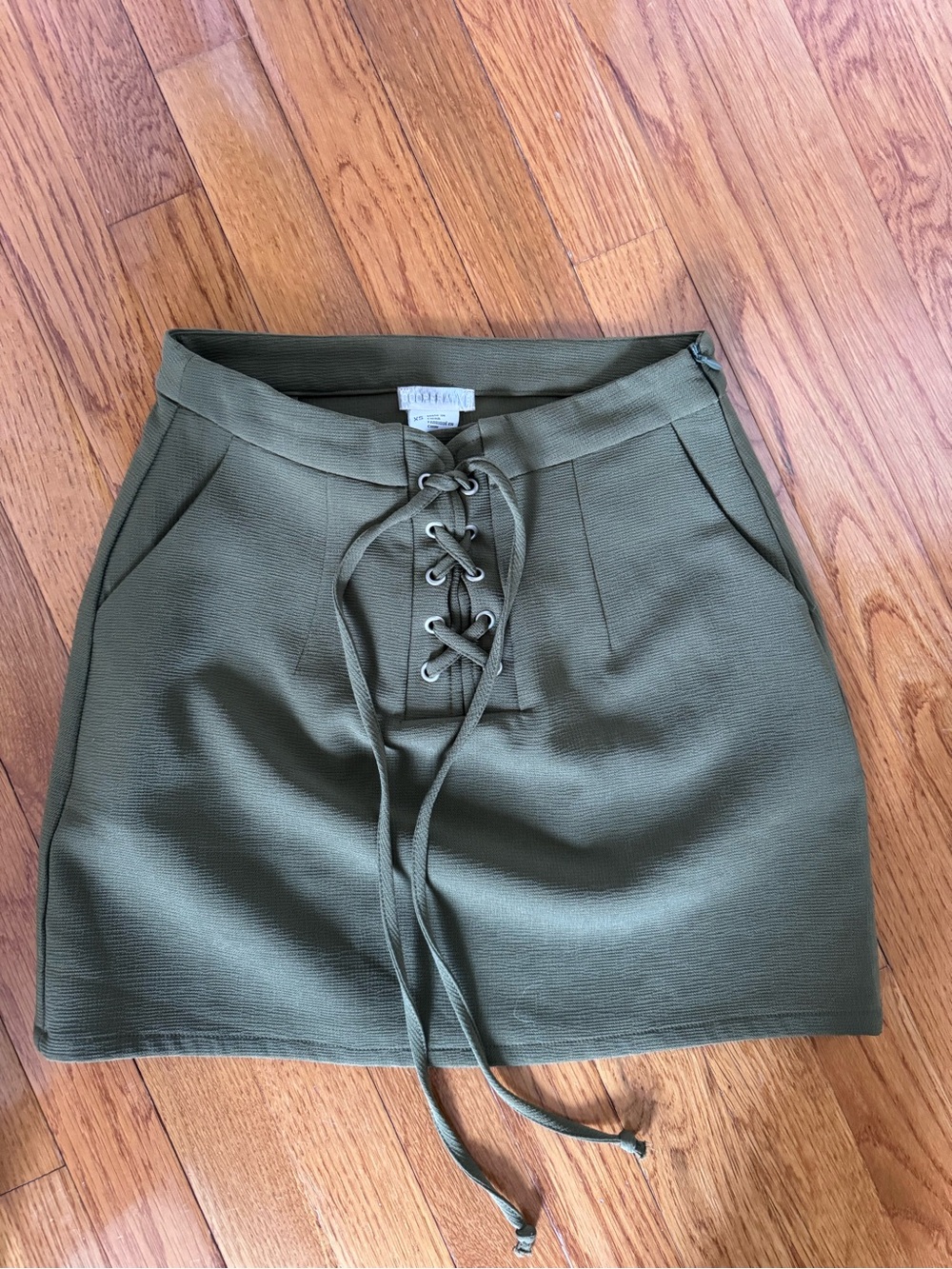 Urban Outfitters Olive Lace-Up Mini Skirt